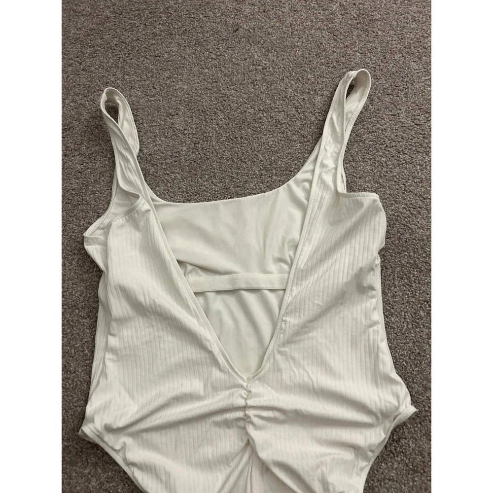 Swimsuits For All Camille Collection Swimsuit Womens L White Excellent Ribbed
